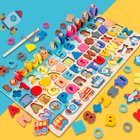 Digital letter logarithm board children's intelligence development early education puzzle building blocks fishing toys